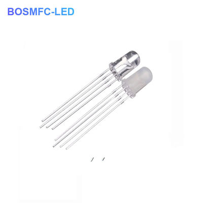 4 pin RGB LED 5mm Melalui Lubang 0.06W, Lensa Anode Air Jelas F5 Tri Color LED