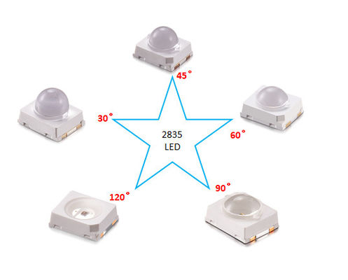 2835 IR LED Chip Diode 850nm Dengan 30 derajat 60 derajat Angle Lensa untuk Kamera