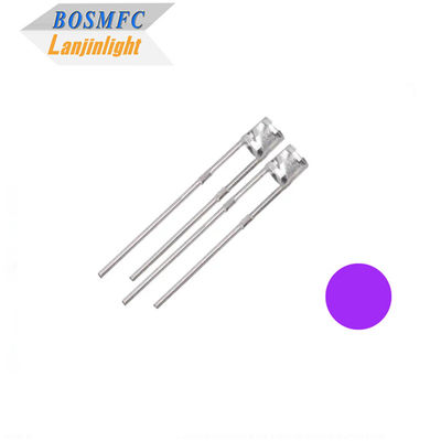 Flat Top UV LED Chip Diode 3mm Melalui Lubang 365nm Untuk Deteksi Perhiasan