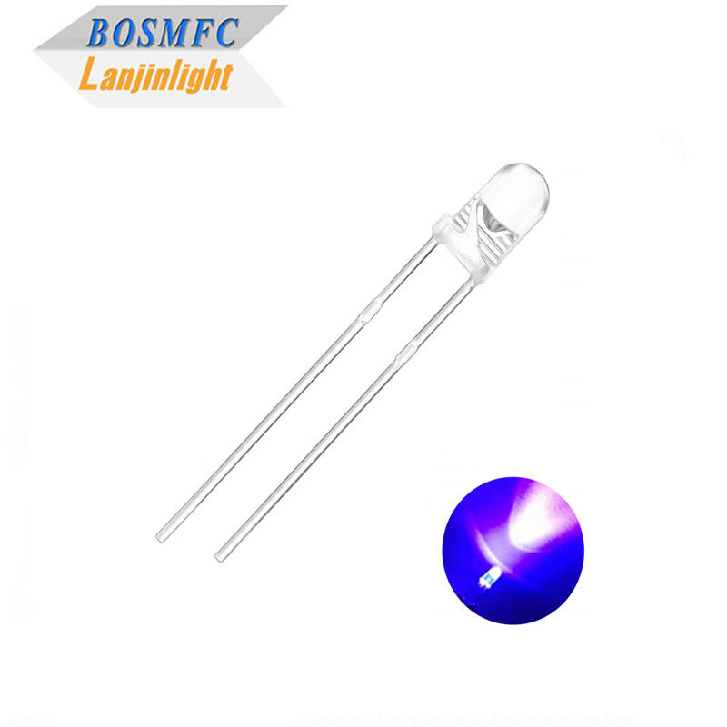 3mm F3 Dip UV LED Chip 395nm 405nm Melalui Lubang Untuk Pengeringan Kuku