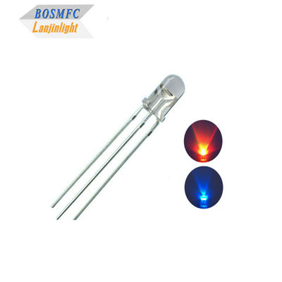 1.8V-2.4V Dioda LED Berwarna Dua 5mm Melalui Lubang Merah Biru Warna Cerah Tinggi
